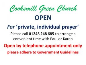 Cooksmill Green Church open